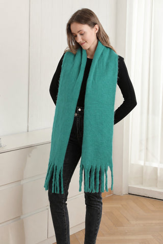 Solid Color Oblong Scarf W/ Fringe
