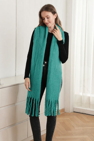 Solid Color Oblong Scarf W/ Fringe