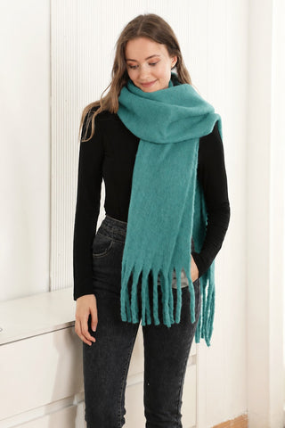 Solid Color Oblong Scarf W/ Fringe