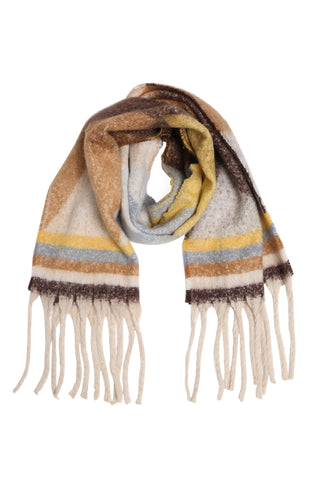 Multi-Colored Geometric Pattern Oblong Scarf W/ Fringe
