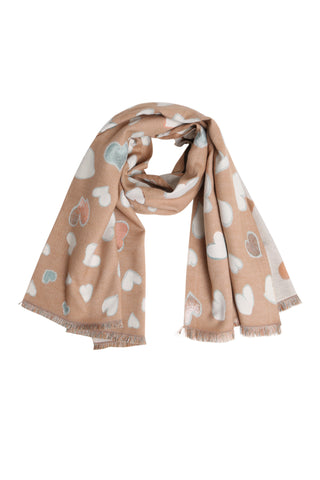 Heart Pattern Oblong Scarf W/ Trim