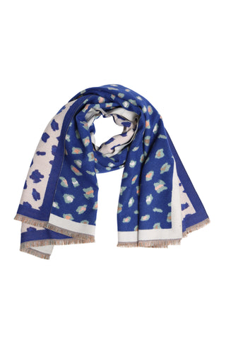 Leopard Pattern Oblong Scarf W/ Trim