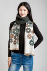 Floral Pattern Oblong Scarf W/ Trim