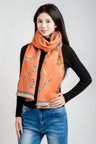 Floral Pattern Oblong Scarf W/ Trim