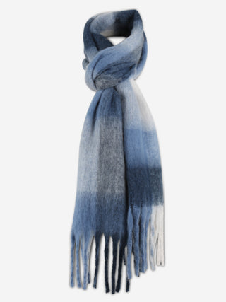 Plaid Pattern Oblong Scarf W/ Fringe