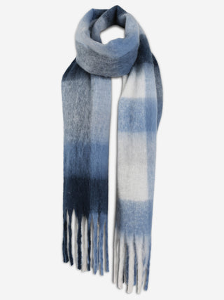 Plaid Pattern Oblong Scarf W/ Fringe