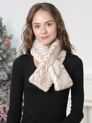 Zebra Pattern Faux Fur Scarf