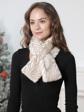Zebra Pattern Faux Fur Scarf