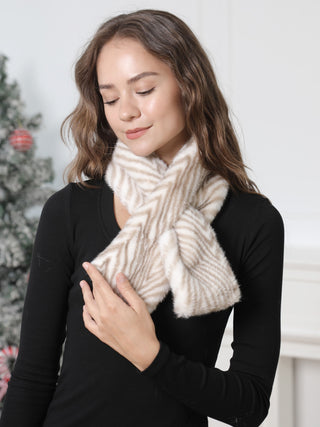 Zebra Pattern Faux Fur Scarf