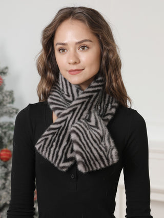 Zebra Pattern Faux Fur Scarf