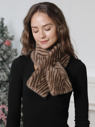 Zebra Pattern Faux Fur Scarf