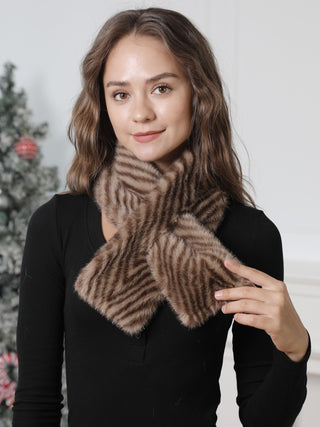 Zebra Pattern Faux Fur Scarf