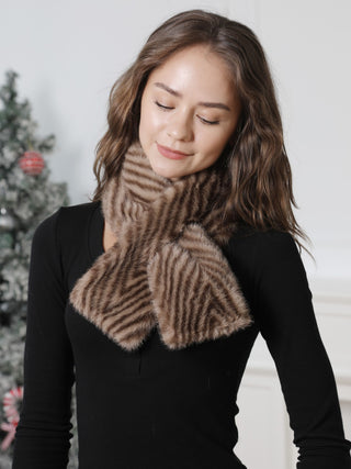 Zebra Pattern Faux Fur Scarf
