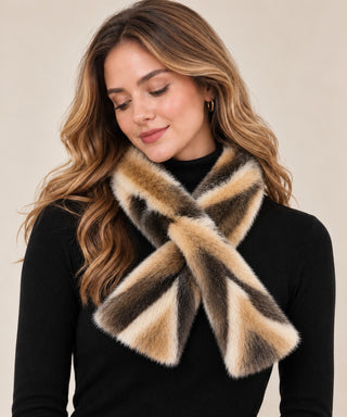 Chevron Pattern Faux Fur Scarf