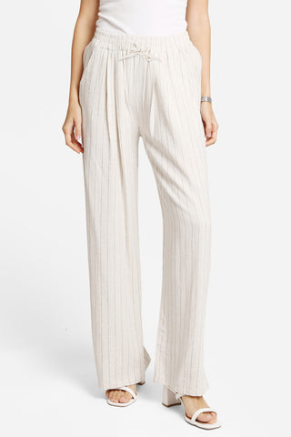 Linen Stiped Wide-Leg Pants