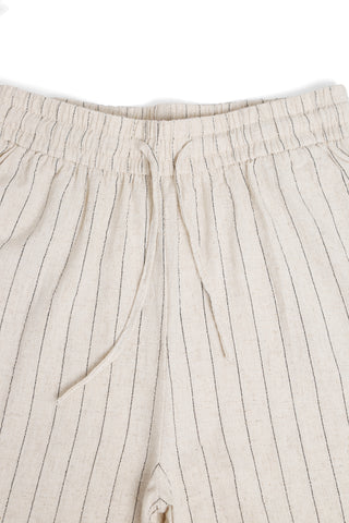 Linen Stiped Wide-Leg Pants