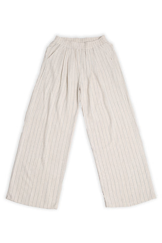 Linen Stiped Wide-Leg Pants