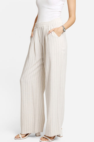 Linen Stiped Wide-Leg Pants