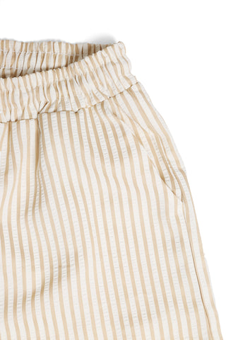 Striped Pattern Wide-Leg Pants W/ Drawstring & Pockets