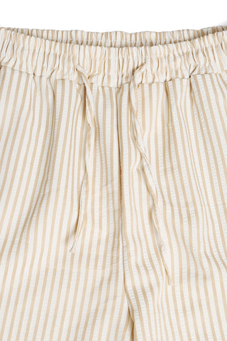 Striped Pattern Wide-Leg Pants W/ Drawstring & Pockets