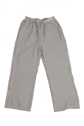 Striped Pattern Wide-Leg Pants W/ Drawstring & Pockets