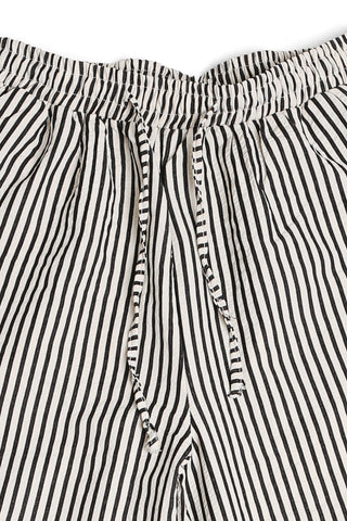Striped Pattern Wide-Leg Pants W/ Drawstring & Pockets
