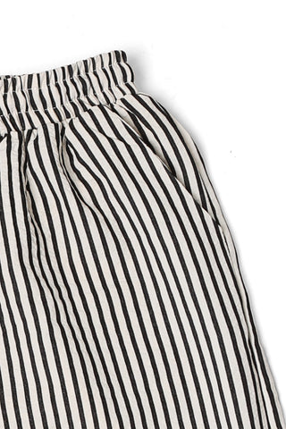 Striped Pattern Wide-Leg Pants W/ Drawstring & Pockets