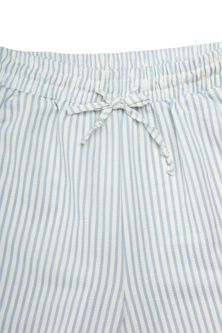 Striped Pattern Wide-Leg Pants W/ Drawstring & Pockets