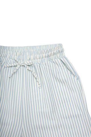 Striped Pattern Wide-Leg Pants W/ Drawstring & Pockets