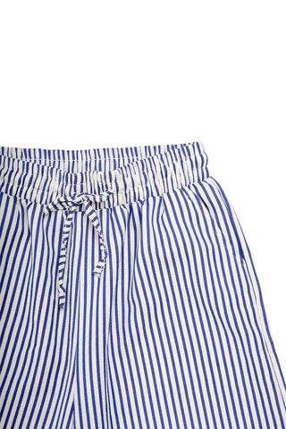 Striped Pattern Wide-Leg Pants W/ Drawstring & Pockets