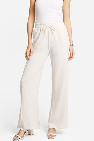 Linen Elastic Waisted Wide-Leg Pants