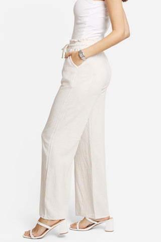 Linen Elastic Waisted Wide-Leg Pants