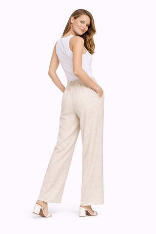 Linen Solid Color Wide-Leg Pants W/ Drawstring & Pockets