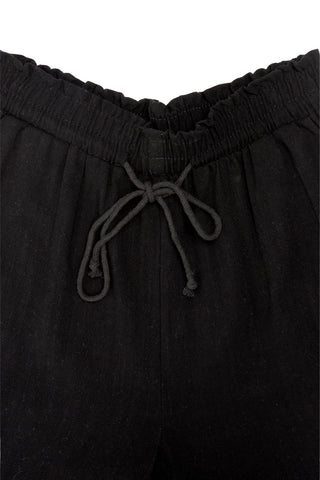 Linen Solid Color Wide-Leg Pants W/ Drawstring & Pockets