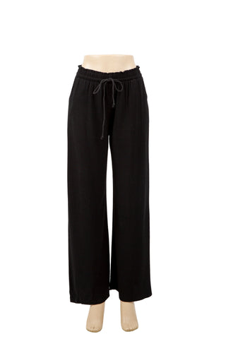 Linen Solid Color Wide-Leg Pants W/ Drawstring & Pockets