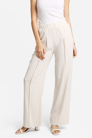 Linen Pleated Wide-Leg Pants