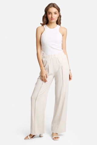 Linen Pleated Wide-Leg Pants