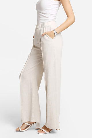 Linen Pleated Wide-Leg Pants