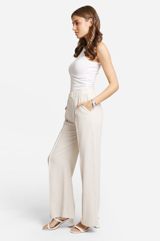 Linen Pleated Wide-Leg Pants