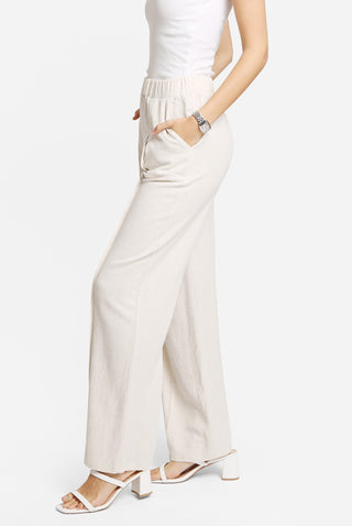 Linen Pleated Wide-Leg Pants