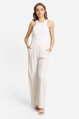 Linen Pleated Wide-Leg Pants