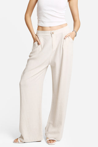 Linen Solid Color Wide-Leg Pants