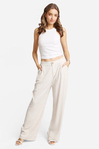 Linen Solid Color Wide-Leg Pants