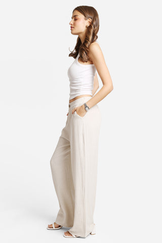 Linen Solid Color Wide-Leg Pants