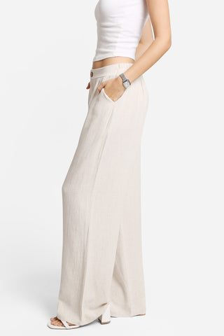 Linen Solid Color Wide-Leg Pants