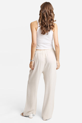 Linen Solid Color Wide-Leg Pants