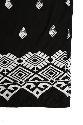 Boho Tribal Pattern Embroidered Wide-Leg Pants W/ Pockets