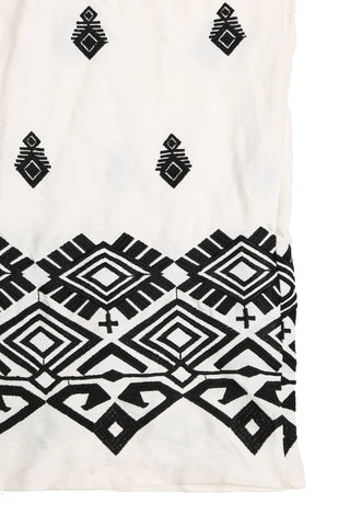 Boho Tribal Pattern Embroidered Wide-Leg Pants W/ Pockets