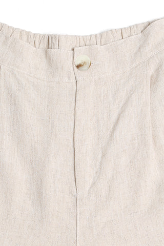 High-Waisted Pleated Linen Shorts