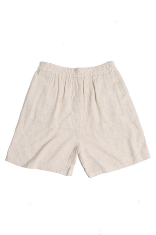 Linen Solid Color Shorts W/ Button Detailing & Pockets